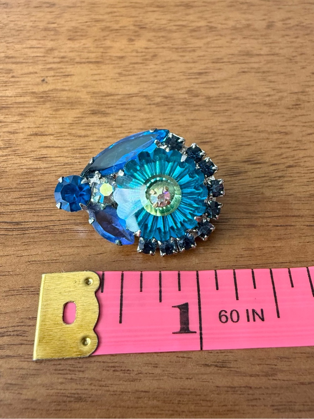 Vintage Juliana D&E Margarita Blue Crystal Rivoli Rhinestone Brooch Silvertone - Picture 8 of 15